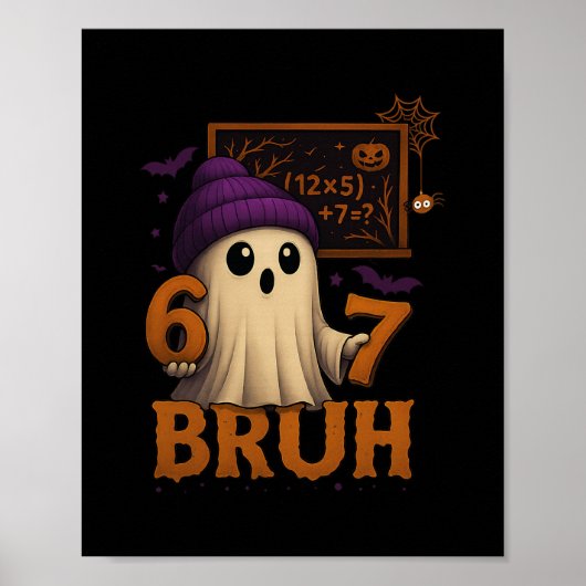 Poster Fantôme de maths drôle 67 Bruh Halloween Mème Prof (Devant)
