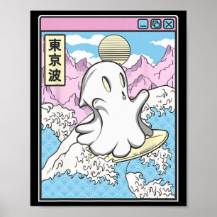 Poster Fantôme de surf dans l'anime japonais Waves Kawaii