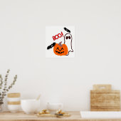 Poster Fantôme d'Halloween avec citrouille (Cuisine)
