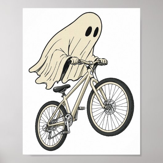 Poster Fantôme drôle d'Halloween à vélo VTT (Devant)