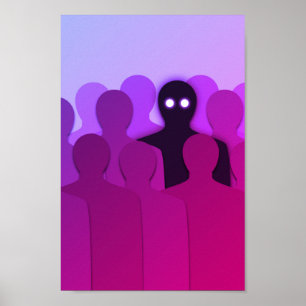 Poster Fantôme éffrayant Dans Les Gens Foule L'Art D'Horr