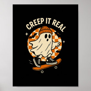 Poster Fantôme Effrayant de Skateboard Faisant une Chose