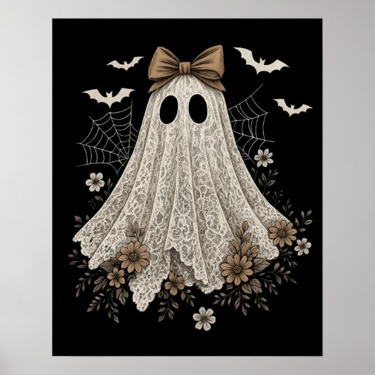 Poster Fantôme en dentelle élégant avec nœud | Fantôme fl (Devant)