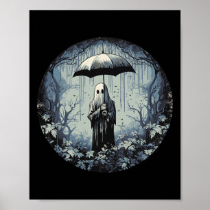 Poster Fantôme Floral Retro Vintage Halloween Fantôme Dan