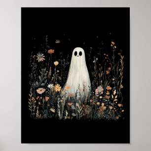 Poster Fantôme floral vintage Halloween Fantôme dans la f