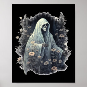 Poster Fantôme Gothique Dans La Forêt Fantôme Floral Vint