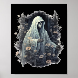 Poster Fantôme Gothique Dans La Forêt Fantôme Floral Vint