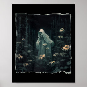 Poster Fantôme Gothique Dans La Forêt Fantôme Floral Vint