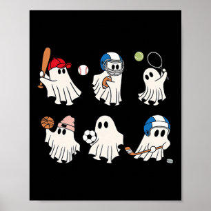 Poster Fantôme jouant au football à pied Vendre l'esquiss