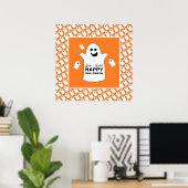 Poster Fantôme Joyeux, Fête d'Halloween Orange (Bureau à domicile)