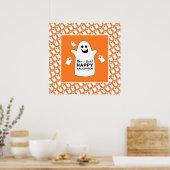 Poster Fantôme Joyeux, Fête d'Halloween Orange (Cuisine)