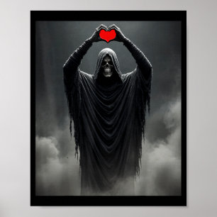 Poster Fantôme rouge cœur mains visage effrayant hallowee
