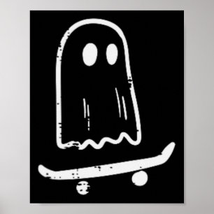 Poster Fantôme Sur Skateboard Fun Retro Halloween Costume