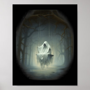 Poster Fantôme vintage De Marais Sur La Neige Dans La For