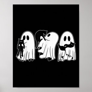 Poster Fantômes Drôle Tenir Des Chats Noirs Halloween Gho