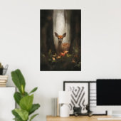 Poster Faon dans l'impression d'art de cerf bébé de la fo (Bureau à domicile)