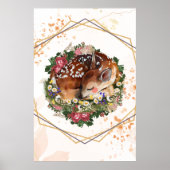 Poster Faon endormi, Graphisme d'animal brun (Devant)