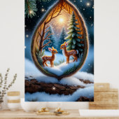 Poster Faons Magiques dans une Scène de Larmes de Neige (Cuisine)
