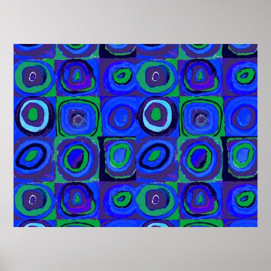 Poster Farbstudie Quadrate Carré Cercles bleus (Devant)