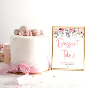 Poster Fard Floral   Panneau de Dessert de Mariage à l'Aq