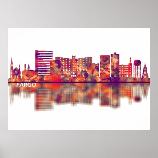 Poster Fargo North Dakota Skyline (Devant)