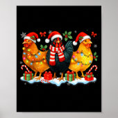 Poster Farm Animal Funny Chicken Christmas Lights Cute Xm (Devant)