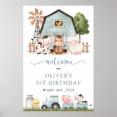 Poster Farm Animals, Cute Animals, First Birthday Welcome (Devant)