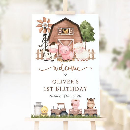 Poster Farm Animals, Cute Animals, First Birthday Welcome