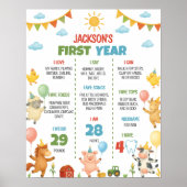 Poster Farm Animals First Year Milestone Sign (Devant)