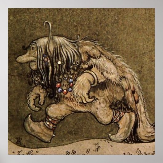Poster "Farm Troll" de l'artiste suédois John Bauer (Devant)