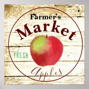 Poster Farmer's market apples sign