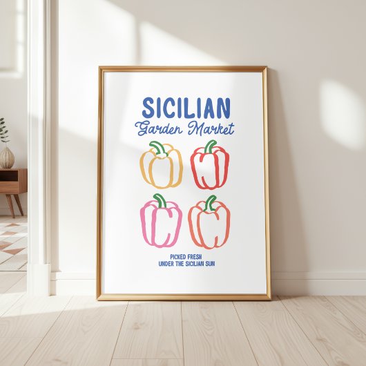 Poster Farmer's Market Peppers Kitchen Wall Art