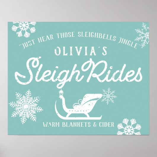 Poster Farmhouse Holiday Sleigh Rides Custom Family (Devant)