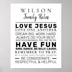 Poster Farmhouse moderne Règles familiales personnalisées
