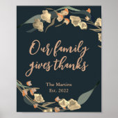 Poster Farmhouse Navy Botanical Thanksgiving Famille (Devant)