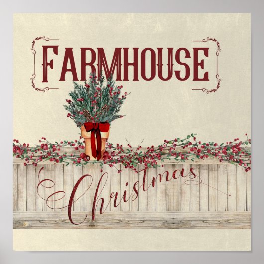 Poster Farmhouse Noël avec Berries et Garlands (Devant)