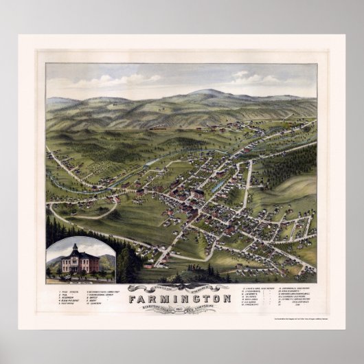 Poster Farmington, NH Panoramic Map - 1877 (Devant)
