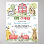 Poster Farmyard Animals Birthday Party Time Capsule Sign (Devant)
