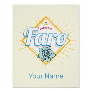 Poster Faro Algarve Portugal Retro Succulents Vintages