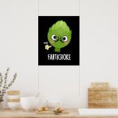 Poster Fartichoke Funny Farting Artichoke Pun Dark BG (Cuisine)