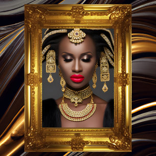 Poster Fashion African exotic gold headpiece jewel choker