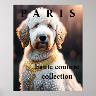 Poster Fashion Dog/ Goldendoodle avec texte personnalisé