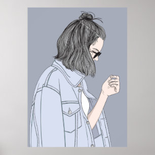 Poster Fashion Girl Portant des vêtements modernes