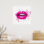Poster Fashion glamor branché lèvres de maquillage tendan (Cuisine)