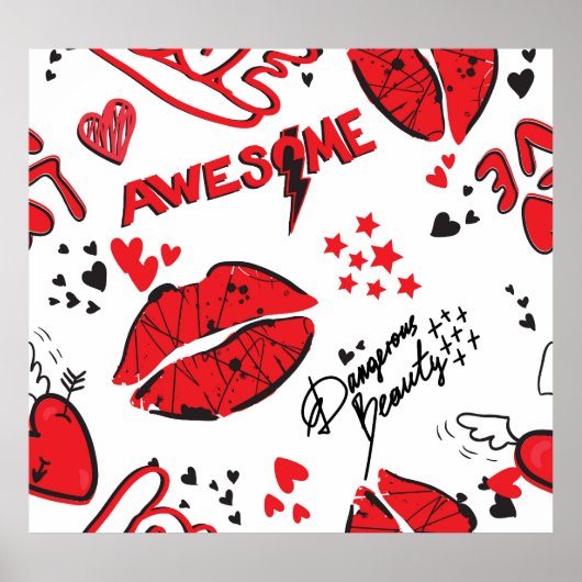 Poster Fashion Sketch Glamor : Girlish Print. (Devant)