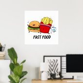 Poster Fast Food Burger Drôle Et Fries Pun (Bureau à domicile)