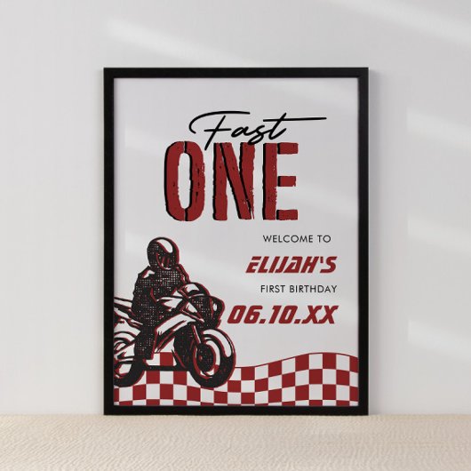 Poster Fast One Boys 1st Dirt Bike Anniversaire