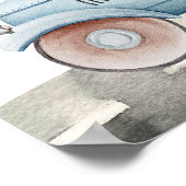 Poster Fast One Racing Car Blue Boy 1er anniversaire Bien (Coin)