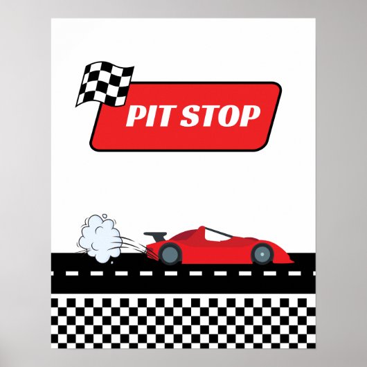 Poster Fast one rouge rétro course voiture garçon fosse d (Devant)