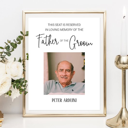 Poster Father of the Groom Reserved Seat Wedding Memorial